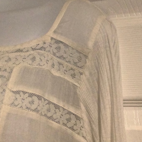 NWOT FREE PEOPLE Pretty Please White Boho Flowy Lace Tunic Top - Picture 3 of 9